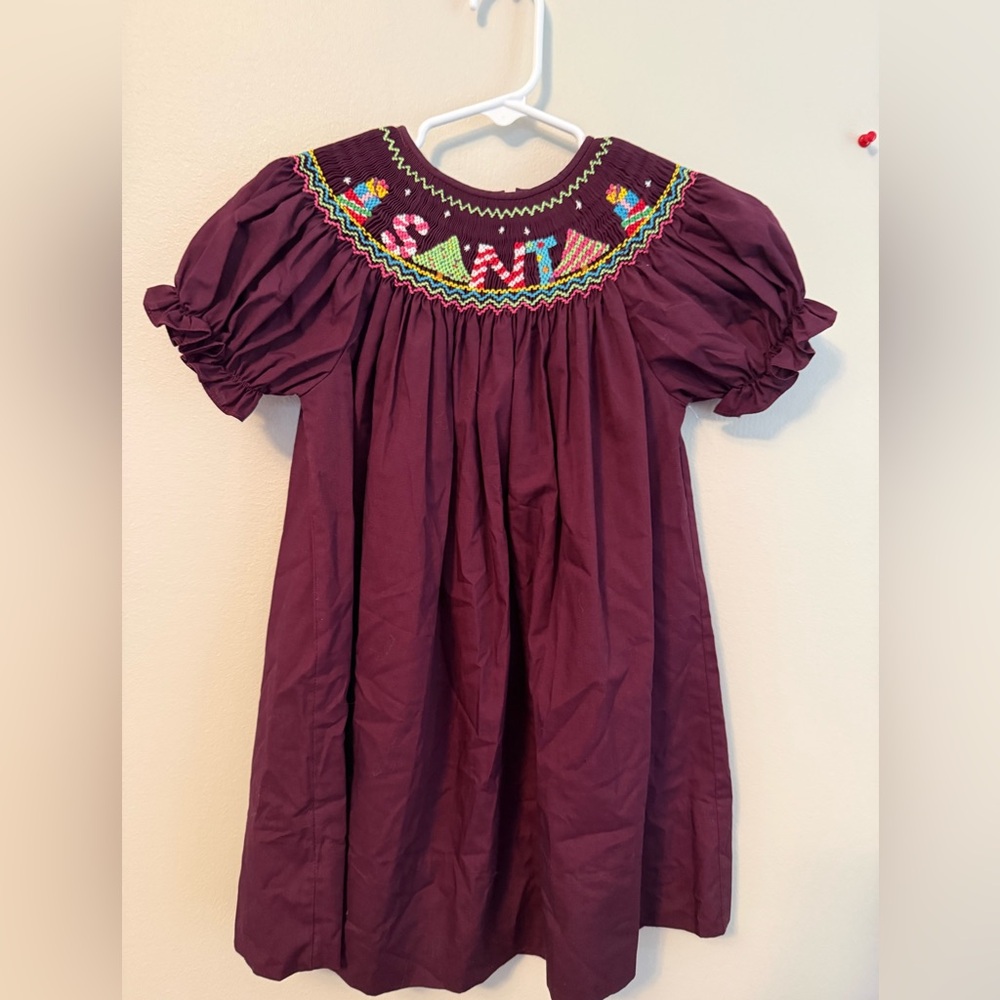 Rosalina Smocked Colorful Santa Dress